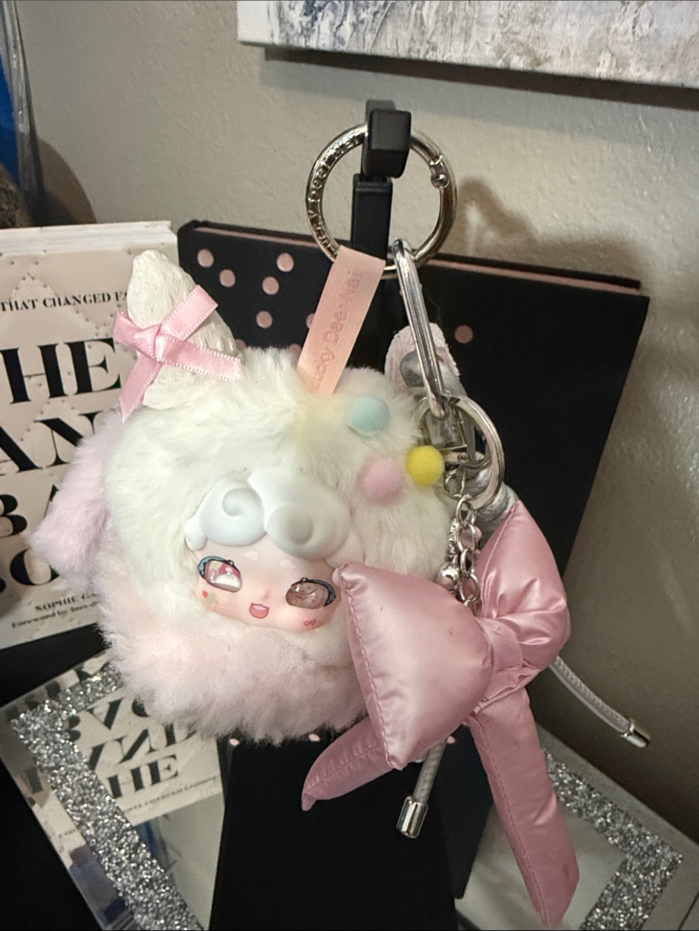 Source Unknown Plush Lamb Bag Charm Keychain - White, Pink, Yellow, Blue